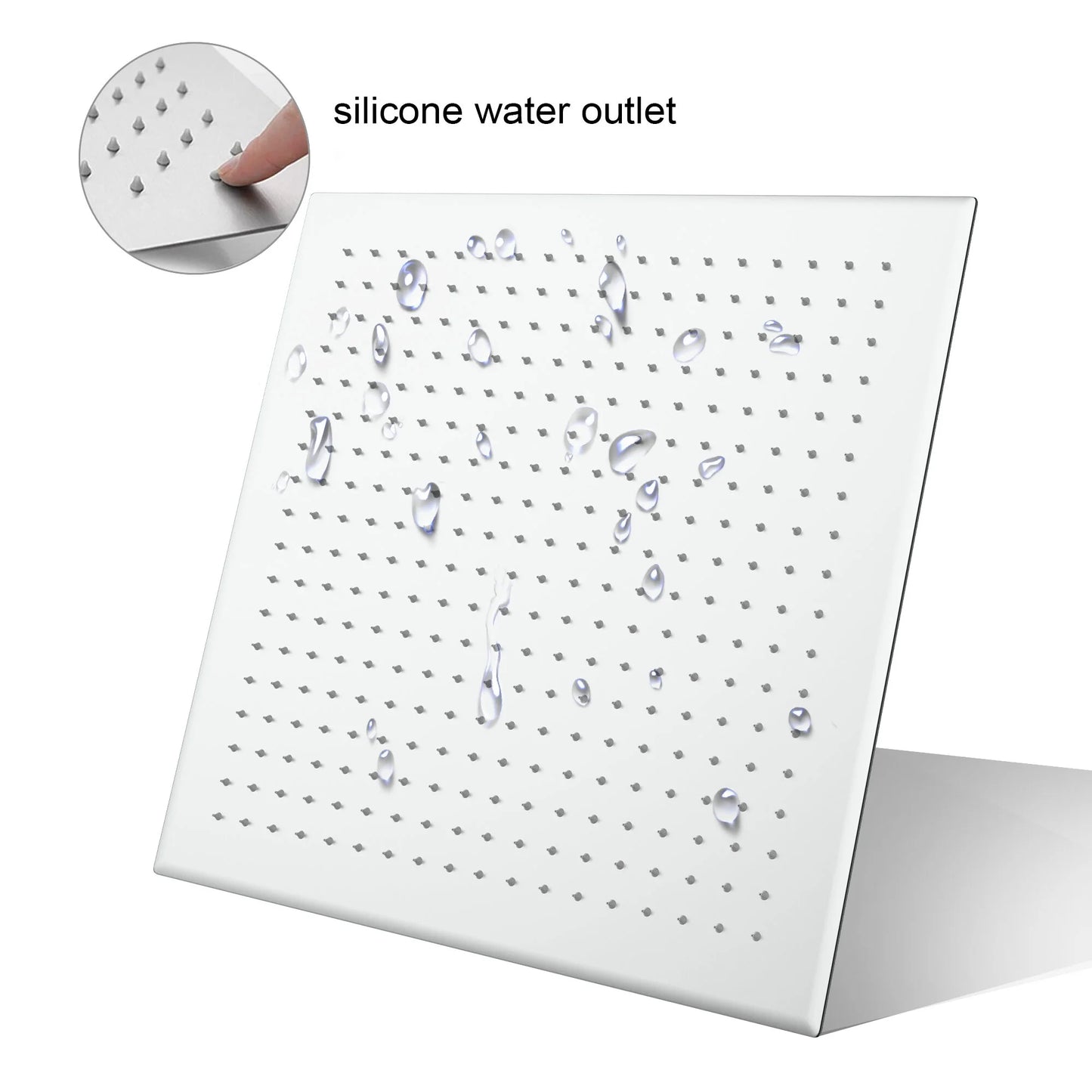 16 Inch Rain Shower Head,Square Ultra Thin 304 Stainless Steel High Pressure Shower Head,,Brushed Nickel Stainless Steel Bath Faucets Showers Shower Doors