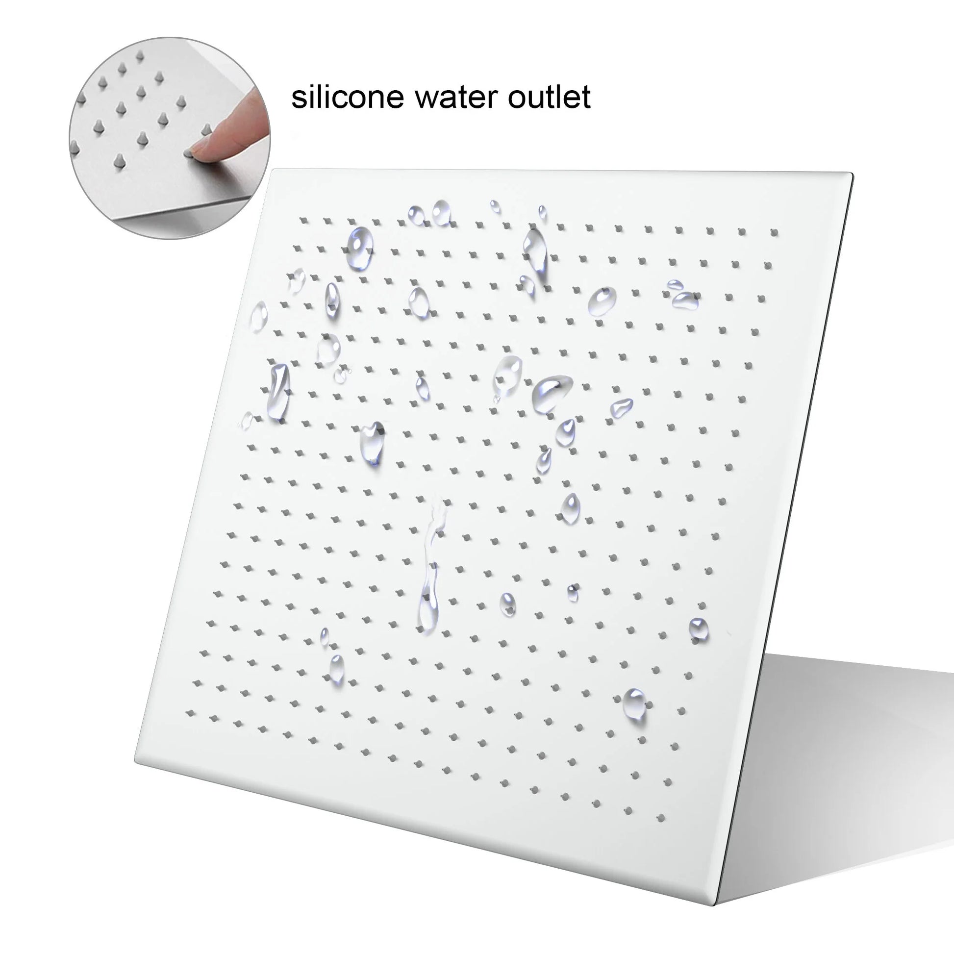 16 Inch Rain Shower Head,Square Ultra Thin 304 Stainless Steel High Pressure Shower Head,,Brushed Nickel Stainless Steel Bath Faucets Showers Shower Doors