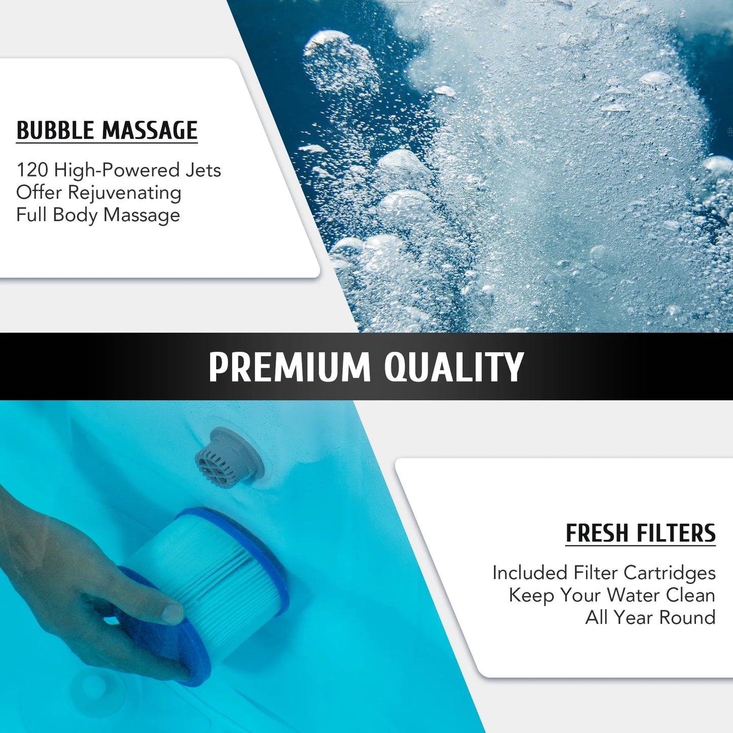 CO-Z 2-4 Persons Inflatable Hot Tub 6 ft Portable Pool and Bathtub w Air Jets Cover Teal