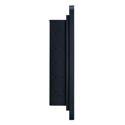 TEHOME Black Rectangle Recessed Bathroom Medicine Cabinet with Mirror Stainless Steel Metal Framed Rounded Rectangular Bathroom Cabinet with Mirror 16x24''