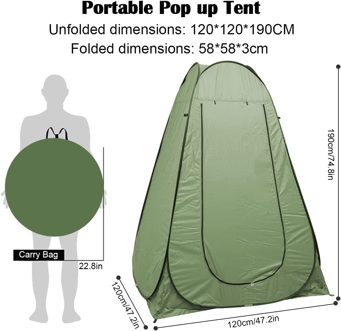 Pop Up Tent Upgrade Privacy Camping Shower Tent Portable Outdoor Sun Shelter for Outdoor Bathing Toilet Camping Biking Hiking Beach with 5.3 Gallon Shower Bag