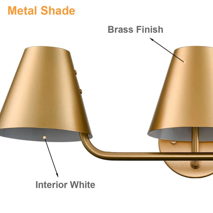 Claxy 3-Light Brass Bathroom Vanity Lights with Barrel Metal Shade
