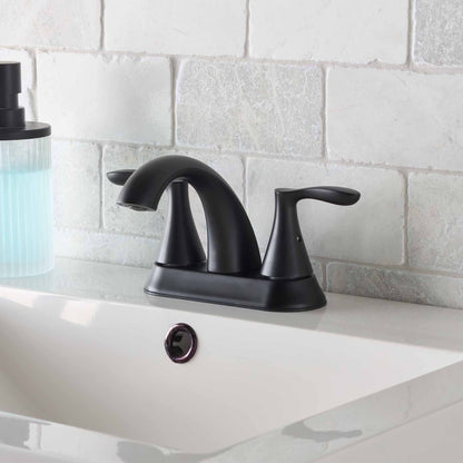 (2 pack) Better Homes & Gardens Simple Flair 4" Centerset Bathroom Faucet in Matte Black