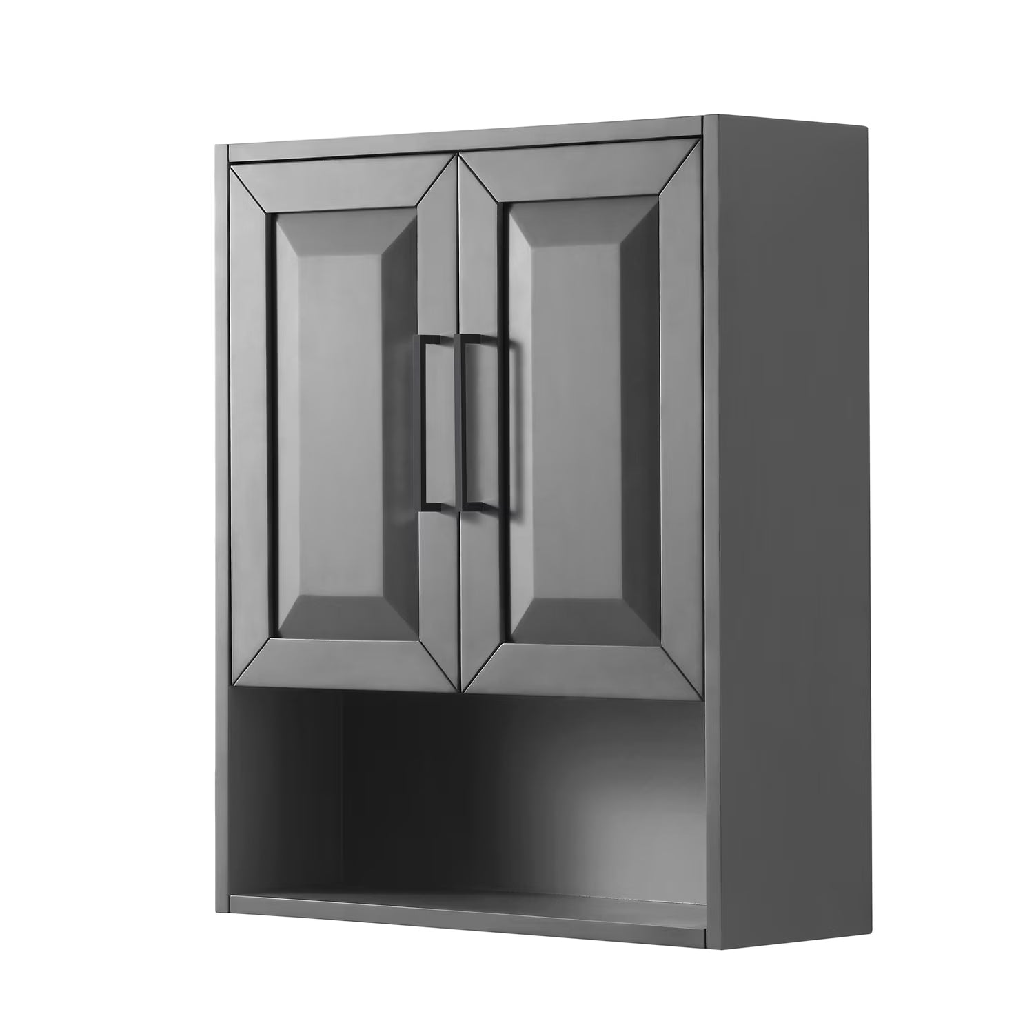 Wyndham Collection Daria Over-the-Toilet Bathroom Wall-Mounted Storage Cabinet in Dark Espresso with Matte Black Trim
