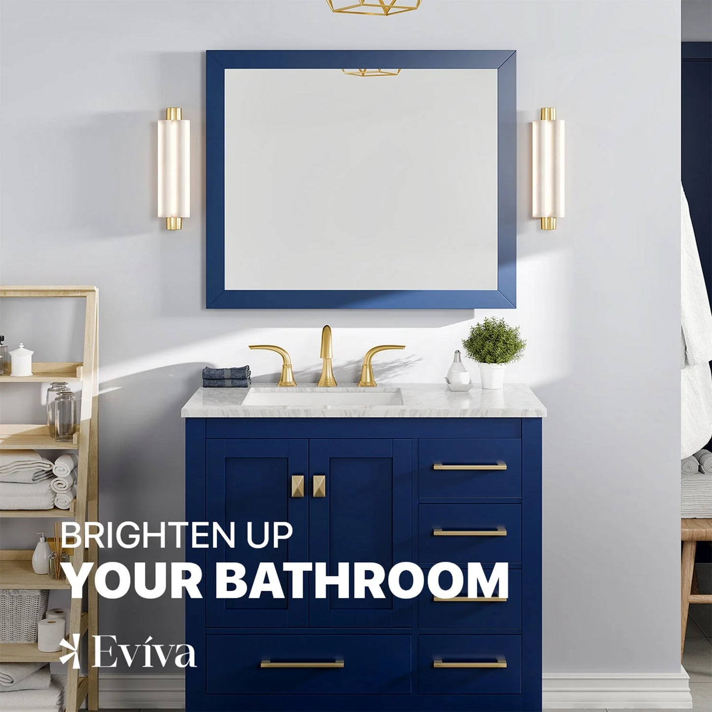 EVIVA Acclaim 36X30 Transitional Blue Bathroom Mirror