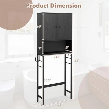 Finihen Over The Toilet Storage Cabinet, Storage Shelf, with 2 Doors and Adjustable Shelf, for Bathroom,Black