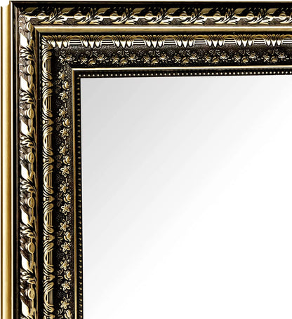 H-A Black&Gold Framed Rectangle Bathroom Mirrors for Wall,Wall Mounted Vintage Mirror Vertical or Horizontal Hanging for Living Room,Bedroom (40''x24''Vintage)