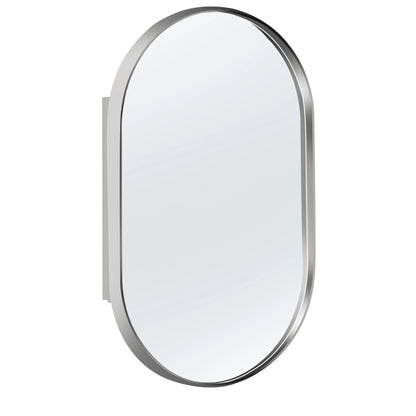 Soges Oval Bathroom Mirror Cabinet Medicine Cabinet Iron Frame with 2 Adjustable Shelves, Recess or Surface Mounted Installation, 34" x 20", Black