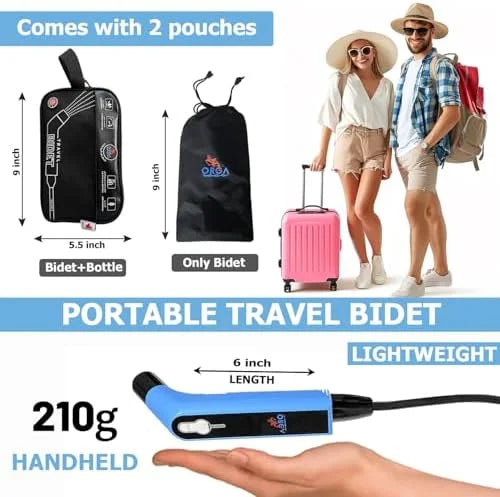 Orca Portable Travel Bidet Bottle Handheld Personal Sprayer, Electric Travel Bidet Camping Bathroom Personal Hygiene Cleaning Baby Care Toilet Sprayer Cleaning