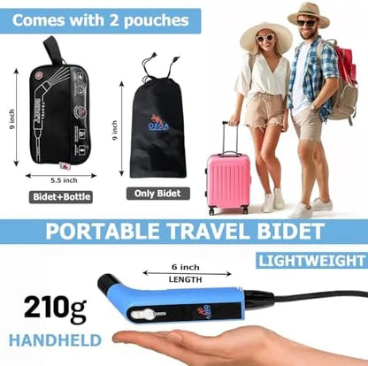 Orca Portable Travel Bidet Bottle Handheld Personal Sprayer, Electric Travel Bidet Camping Bathroom Personal Hygiene Cleaning Baby Care Toilet Sprayer Cleaning