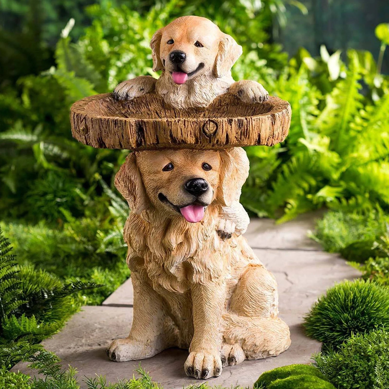 xiuh resin dog birdbath polyresin antique garden bird bath for home garden yard yellow