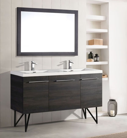 Annecy 60 Double, Black Walnut, Two Doors, One Drawer, Bathroom Vanity