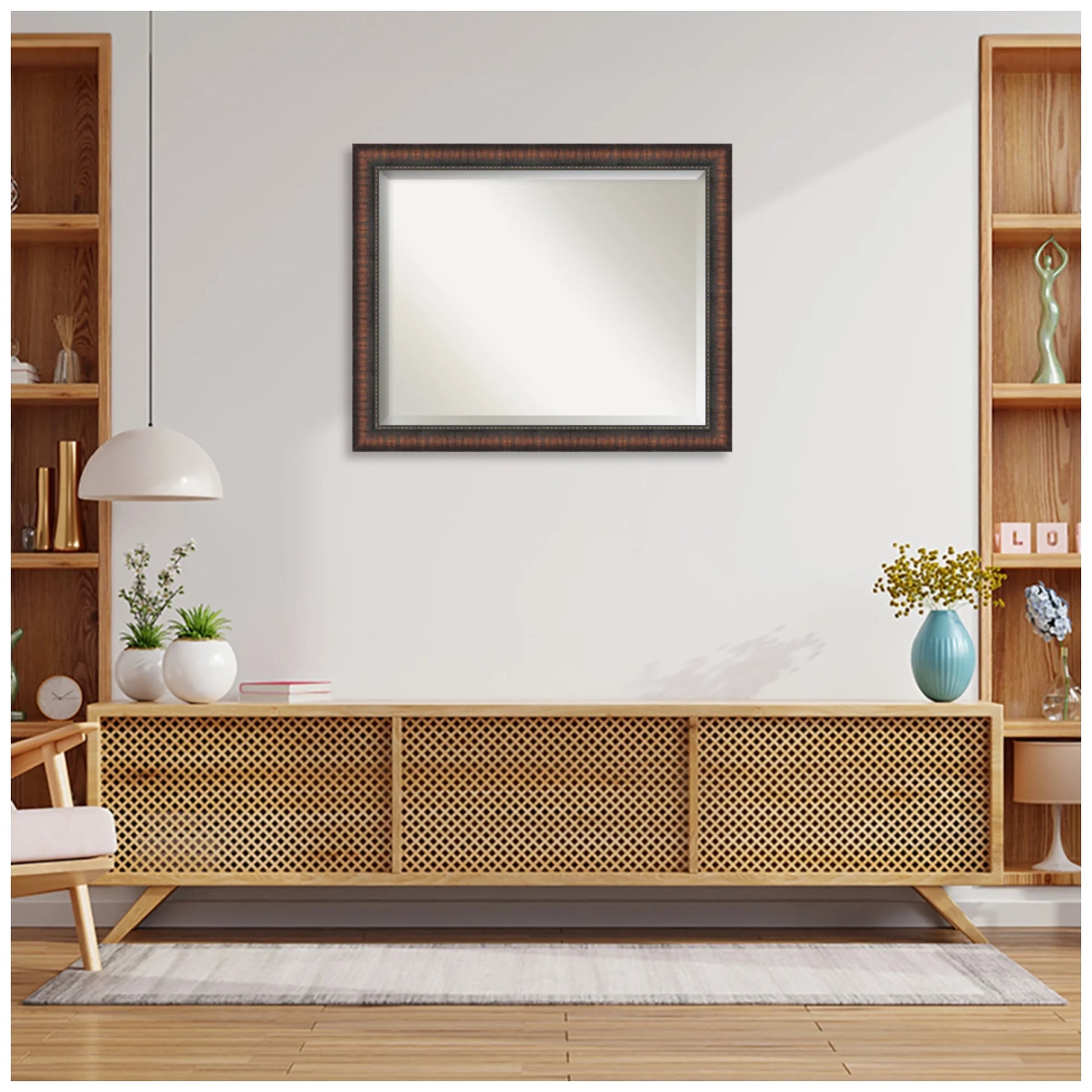 Amanti Art Caleb Brown Beveled Bathroom Wall Mirror
