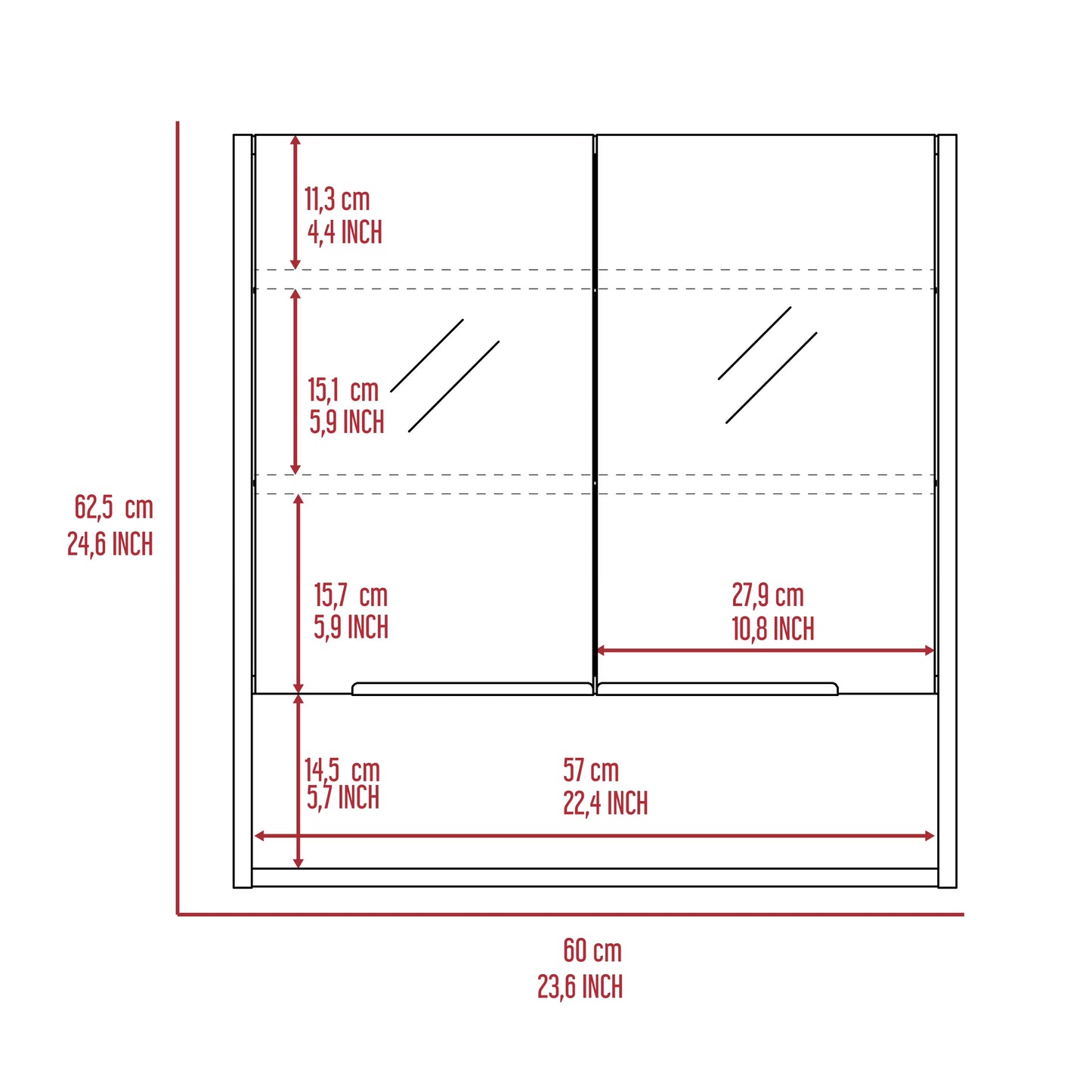 DUOSONG Urano Mirror Linen Cabinet, Four Interior Shelves, Five External Shelves -White White Particle Board Bath & Faucets Bathroom Storage