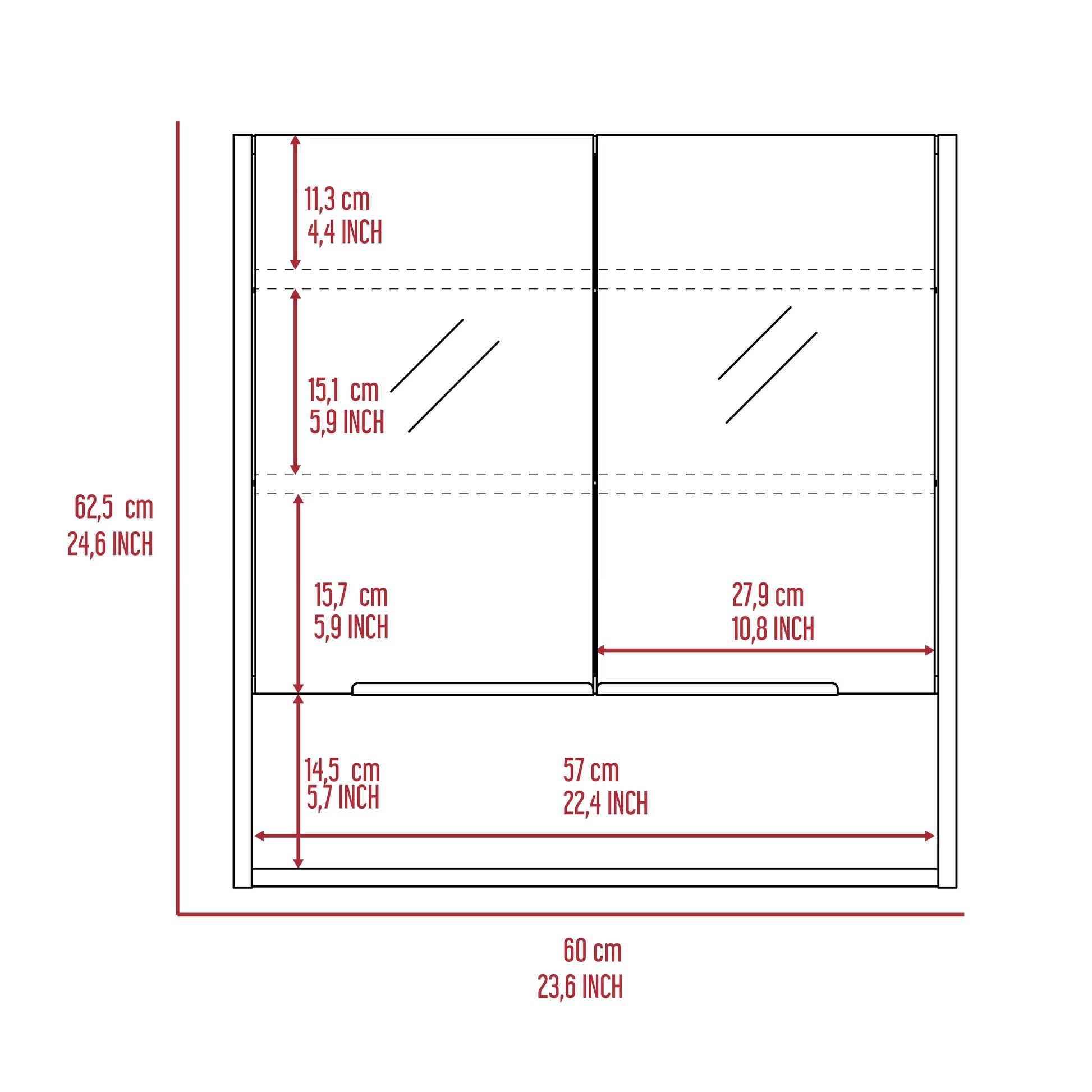DUOSONG Urano Mirror Linen Cabinet, Four Interior Shelves, Five External Shelves -White White Particle Board Bath & Faucets Bathroom Storage