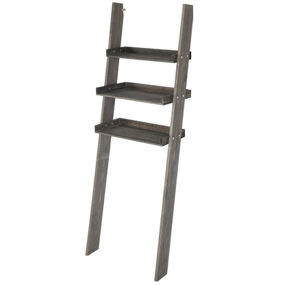 MyGift Wood Over-The-Toilet Leaning Bathroom Ladder Shelf, Gray 3-Tier