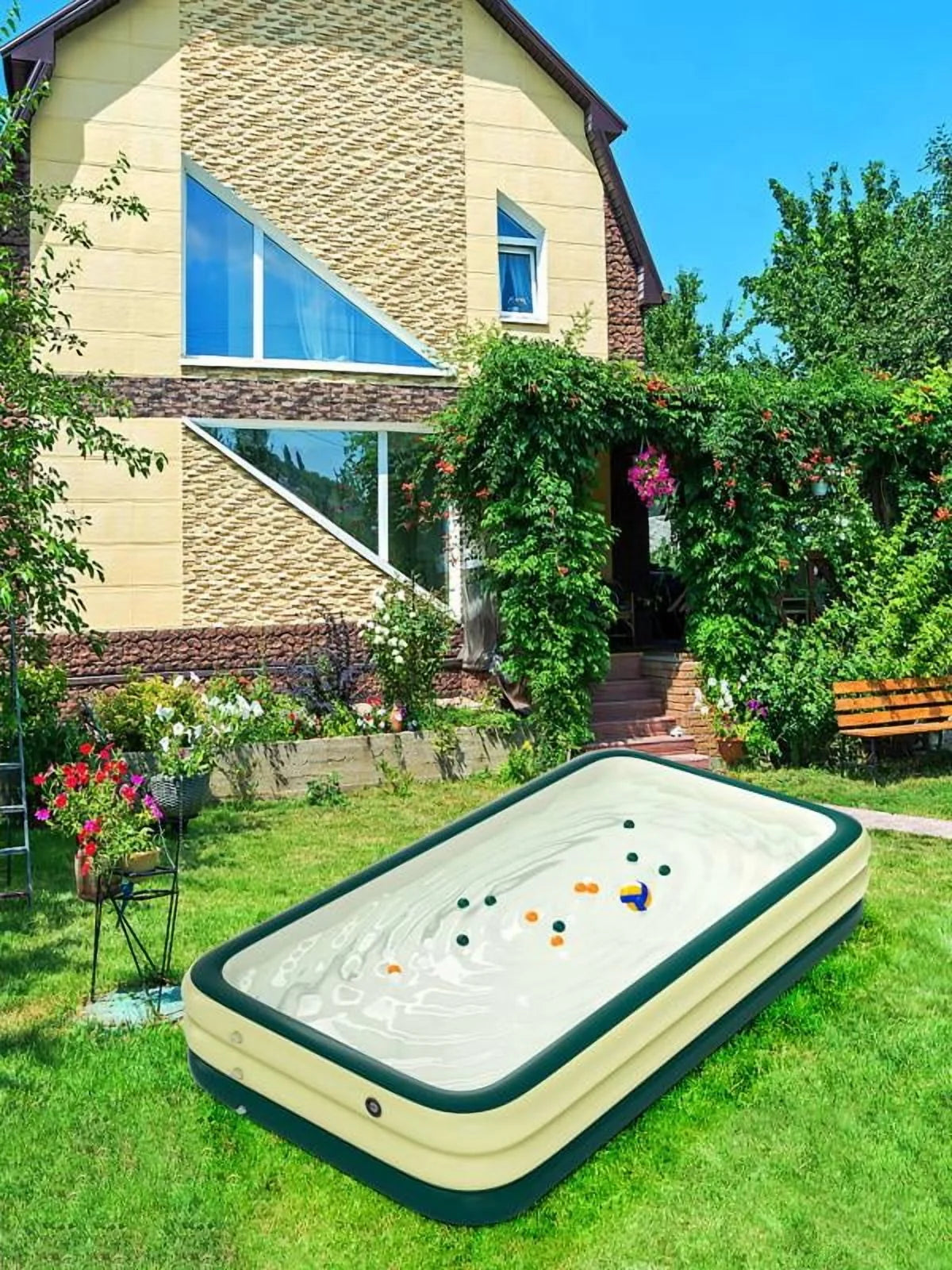 Family Inflatable Swimming Pool, Inflatable Pool for Baby, Kiddie, Kids, Adult, Outdoor, Garden, Backyard, Summer Water Party Inflatable Bathtub for Indoor or Outdoor