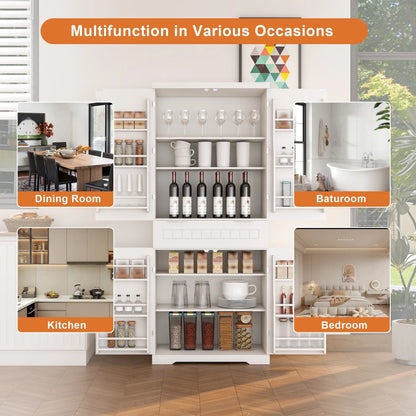 Pantry Cabinet, 71.65" Tall Storage Cabinet with Drawer, 2 Cabinets & 6 Door Shelves, Adjustable Shelves, Freestanding Cupboard for Kitchen, Living Room, Bathroom