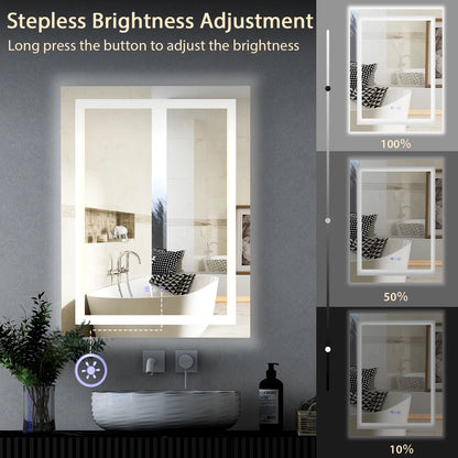 Costway 32'' x 24'' Bathroom Wall Mirror Makeup Mirror with Colorful Light Anti-Fog