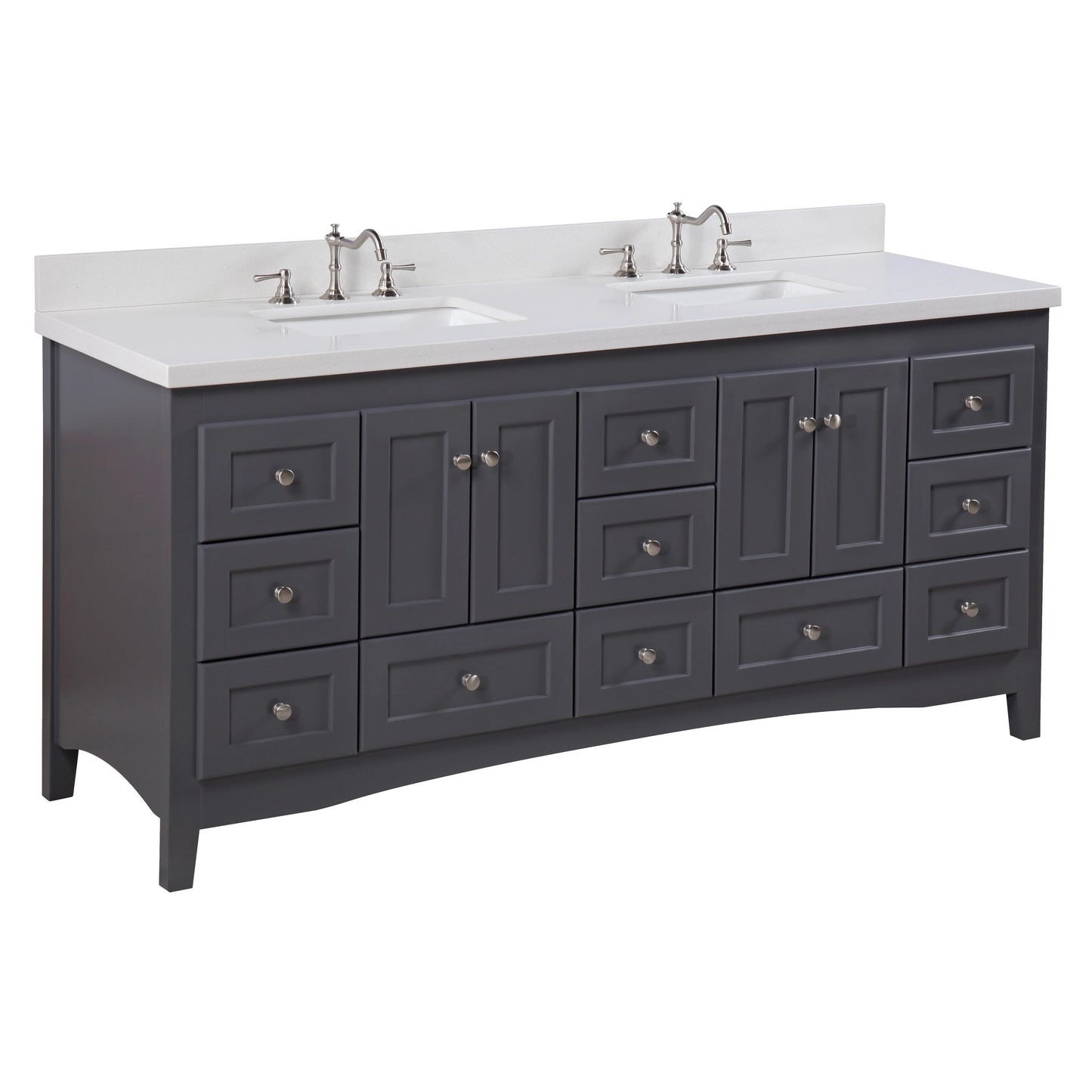 Abbey 72" Double Bathroom Vanity with Marine Gray Cabinet and Quartz Top