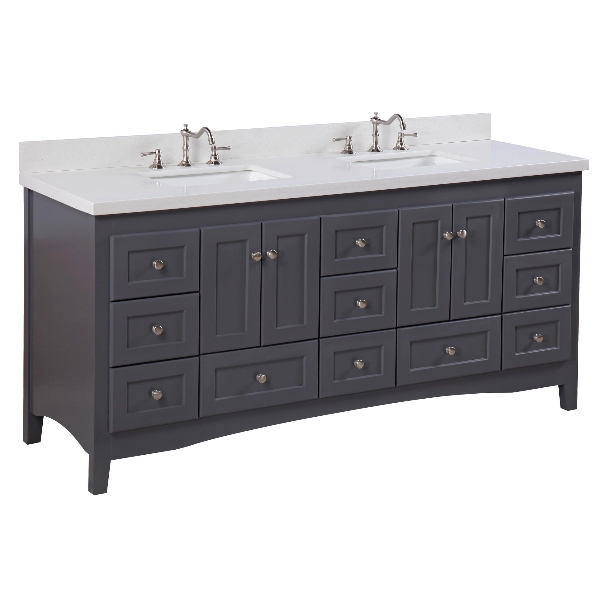 Abbey 72" Double Bathroom Vanity with Marine Gray Cabinet and Quartz Top