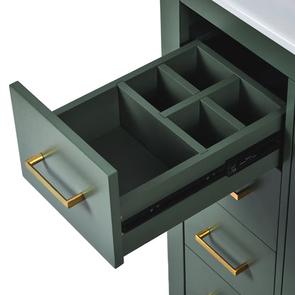 ENSHUI 30-Inch Bathroom Vanity with Ceramic Sink Combo, Solid Wood Frame, 4 Drawers, Soft Closing Doors, Green