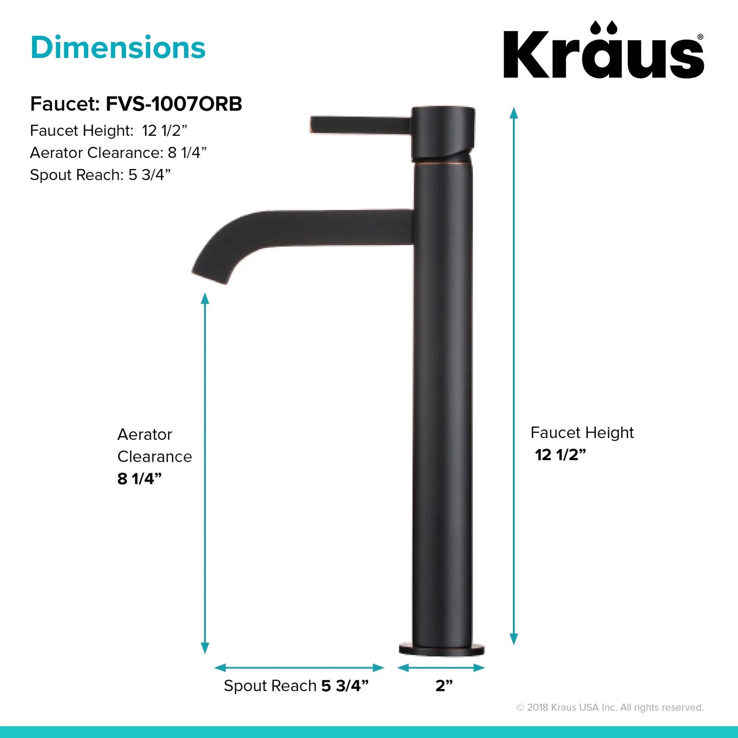 KRAUS Ramus Tall Vessel Bathroom Faucet, Oil Rubbed Bronze Finish
