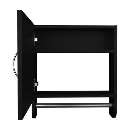 Medicine Cabinet 19.70" H,With 1 Door,2 Shelves,1 Mirror,Black,Black Engineered Wood Bath Faucets Bathroom Storage