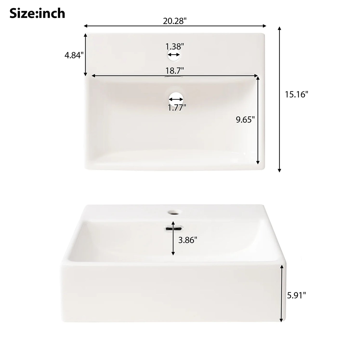 Harper & Bright Designs 20" Small Bathroom Vanity with Sink, Bathroom Vanity Cabinet with Ceramic Top and Storage Drawer, Blue