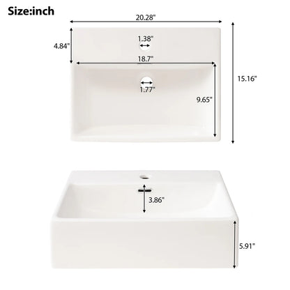 Harper & Bright Designs 20" Small Bathroom Vanity with Sink, Bathroom Vanity Cabinet with Ceramic Top and Storage Drawer, Blue