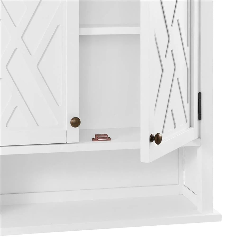 Alaterre Furniture Coventry 27"W x 29"H Wall Mounted Bath Storage Cabinet with Two Doors and Open Shelf