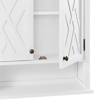 Alaterre Furniture Coventry 27"W x 29"H Wall Mounted Bath Storage Cabinet with Two Doors and Open Shelf