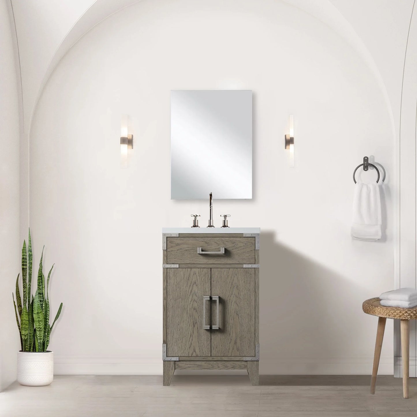 Laurel 20 in W x 18 in D Grey Oak Single Bath Vanity and Acrylic Top