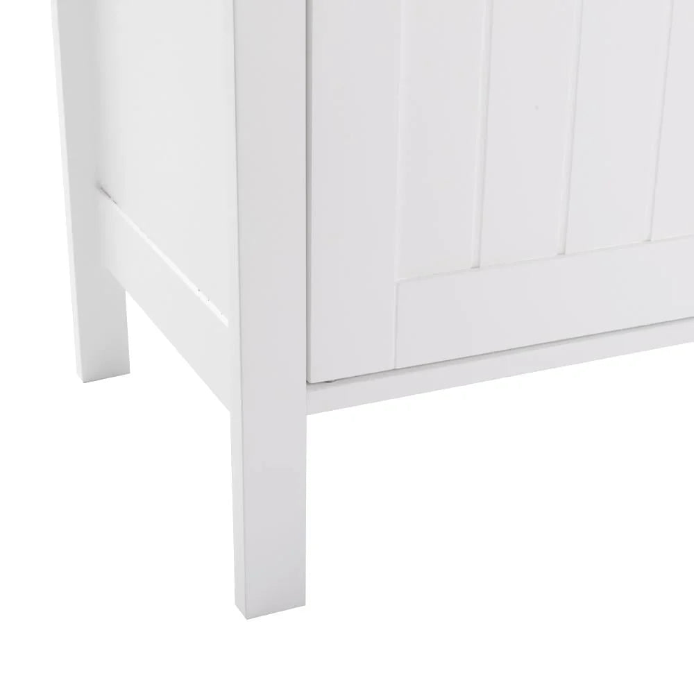 ZENY White Wooden 2 Door Bathroom Cabinet Storage with 3 Shelves Free Standing