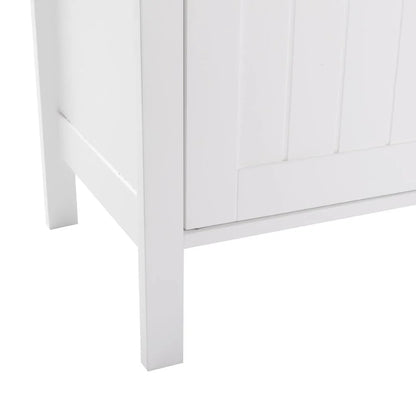 ZENY White Wooden 2 Door Bathroom Cabinet Storage with 3 Shelves Free Standing