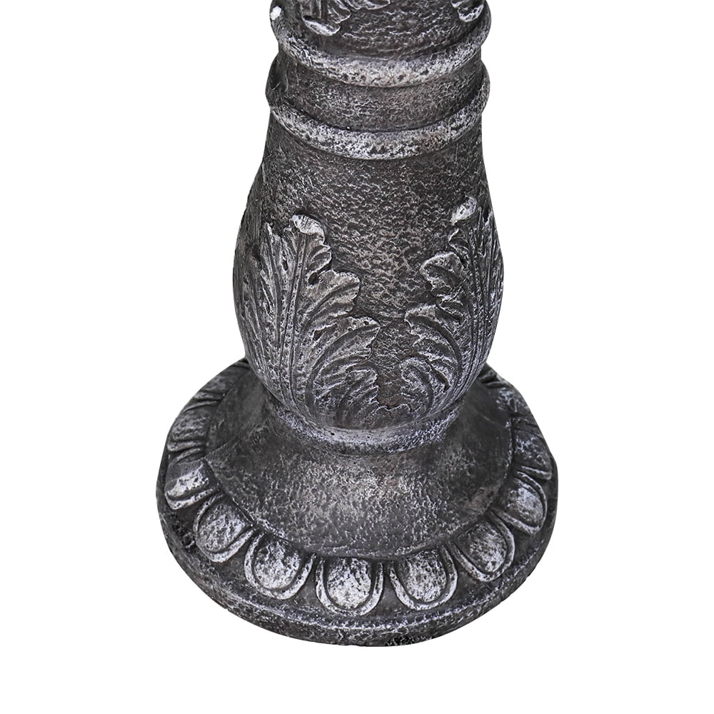 24.4 Inch Height Outdoor Bird Bath - Fibre Reinforced Concrete Large Bird Bath Stylish with Modern Pedestal for Garden, Patio, Lawn, Backyard