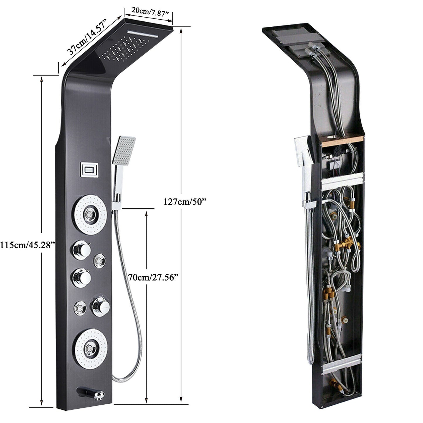 Bathroom Senlesen Stainless Steel LED Shower Panel Tower Faucet Set System Massage Body Jet