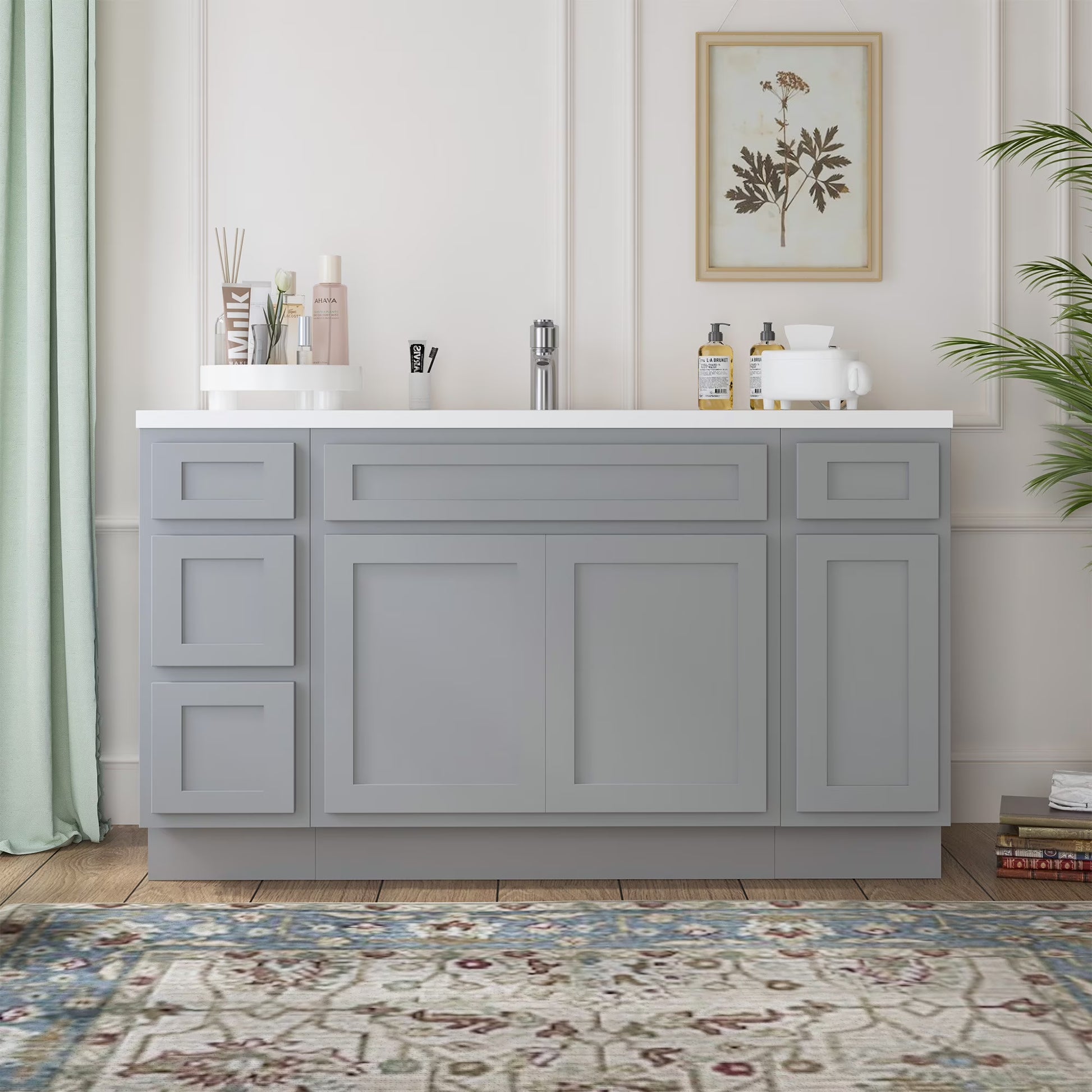 54 in. W x 21 in. D x 32.5 in. H Bath Vanity Cabinet without Top in White