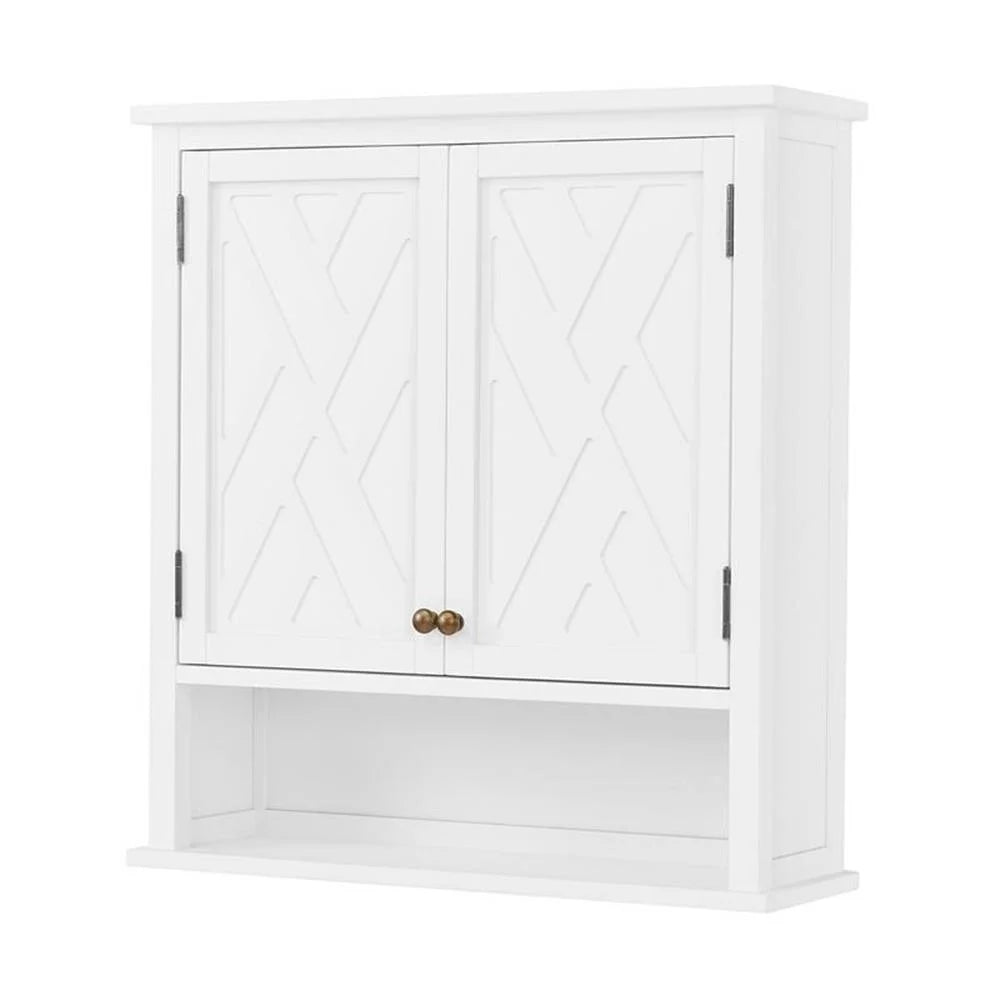 Alaterre Furniture Coventry 27"W x 29"H Wall Mounted Bath Storage Cabinet with Two Doors and Open Shelf