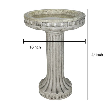 24 inch H Modern Outdoor Garden Bird Bath - Glass Fiber Reinforced Concrete Construction Garden Birdbath for Lawn Yard Garden Decor