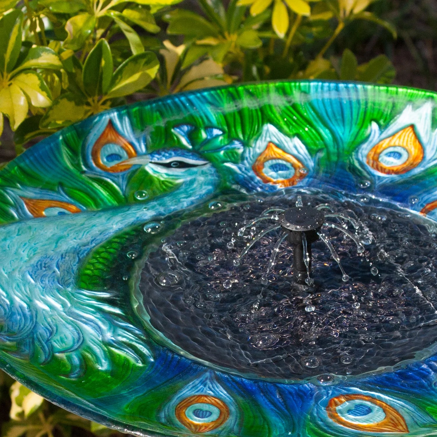 Smart Solar Argus Peacock Glass Solar Bird Bath Fountain