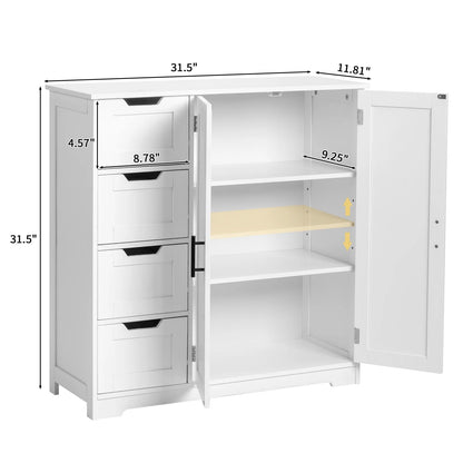 Ktaxon Wooden Bathroom Floor Cabinet with 4 Drawers & 1 Cupboard for Living Room Entryway, White
