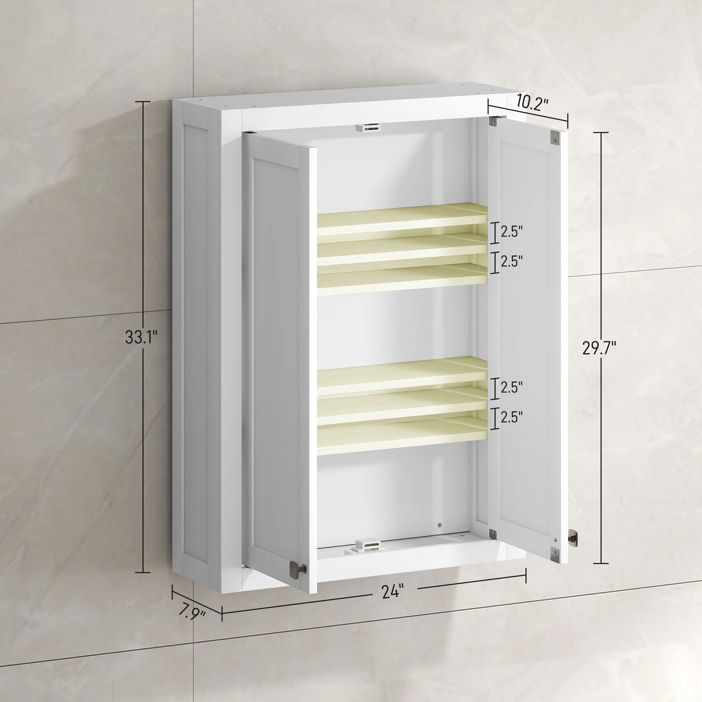 HOMCOM Bathroom Wall Cabinet, Modern Medicine Cabinet Wall Mounted, Over The Toilet Space Saver with 2 Doors and 2 Adjustable Shelves, White