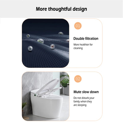 Teekyooly Smart Toilet,One Piece Bidet Toilet for Bathrooms,Modern Elongated Toilet with Warm Water, Foot Sensor Operation, Heated Bidet Seat,Electric Tankless Toilets with LED Display