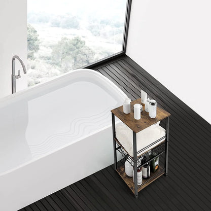 Freestanding Bathroom Shelf with Drawer Toilet Paper Storage Stand Organizer, Black