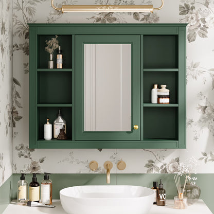 Euroco Wall Mounted Bathroom Mirror Cabinet �?Triple Door Vanity Storage with Concealed Shelves, Modern Design, Durable Construction, Easy Assembly