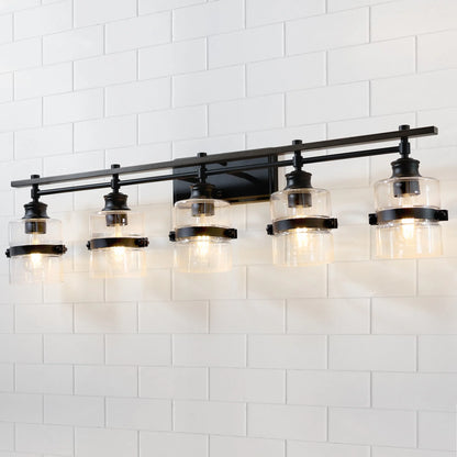 ExBrite 3-lights Bathroom Dimmable Black Vanity Lights Modern Wall Sconce Lighting Black 3-Lights Polished 13 to 24 Inches 4 to 8 Inches