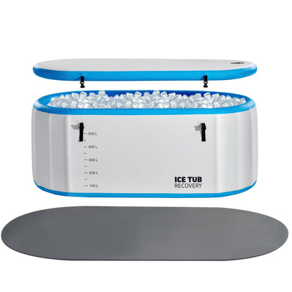 Jocisland Inflatable Cold Plunge Tub for Athletes, Ice Bath Tub with Insulated Lid Non-Slip Mat, Water Chiller Compatible, Portable for Outdoor & Indoor Recovery, 150 Gal, 59"L x 32"W x 28"H