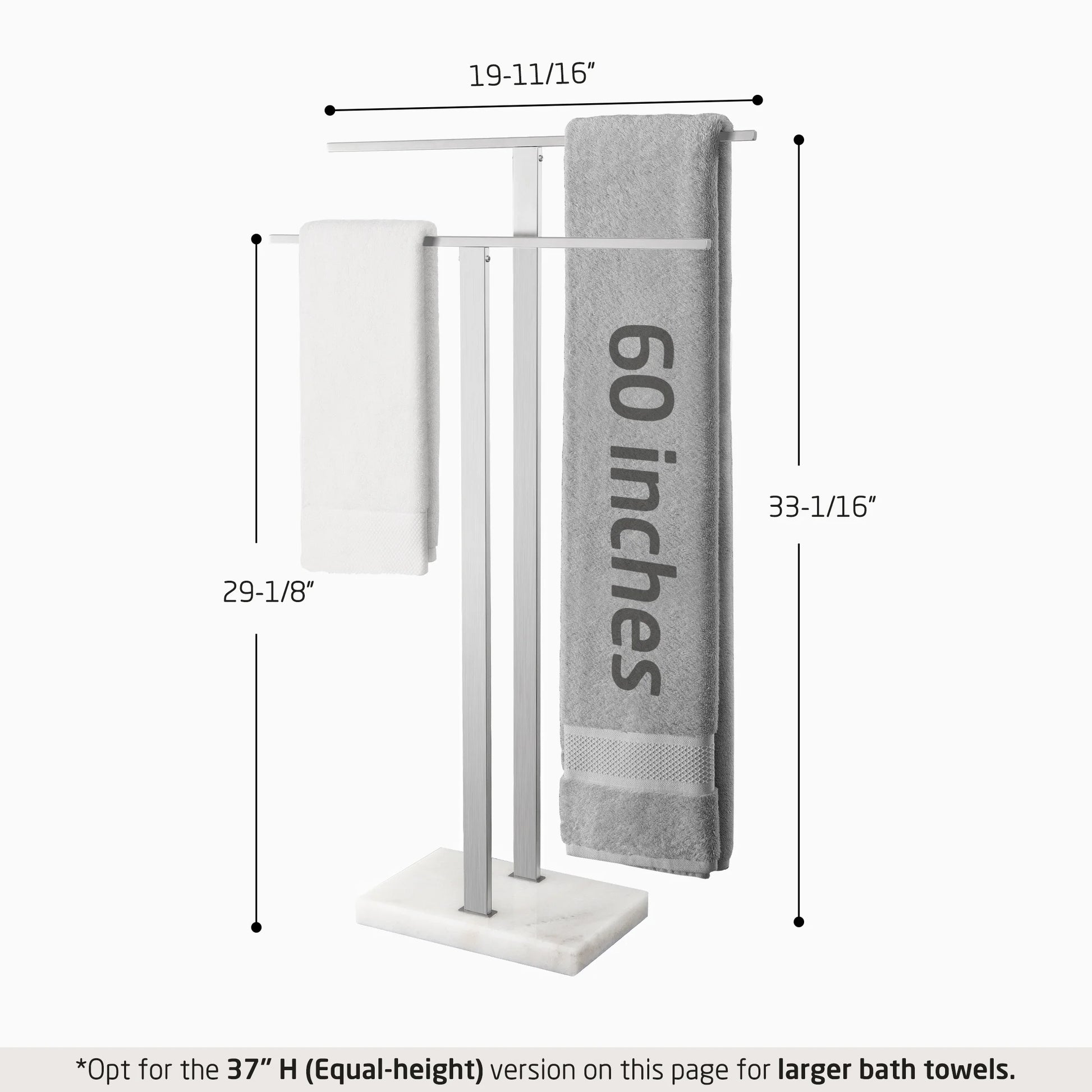 KES Freestanding Towel Rack for Bathroom 2-Tier, Floor Towel Stand with Heavy Marble Base, 18/8 Stainless Steel Brushed, WMBTR003BS