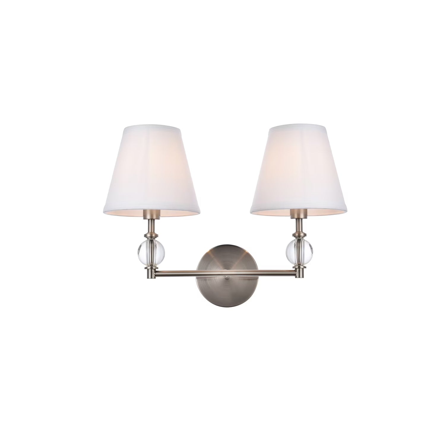 Bethany 2 lights bath sconce in black with white fabric shade